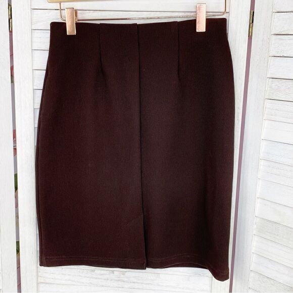 Reflections by Spiegel Vintage Ribbed Pull On Pencil Skirt Brown 4 - Picture 8 of 11